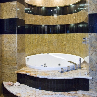 Płytki granitowe Kashmir Gold RR Granity – piękno łazienki wykute w kamieniu.