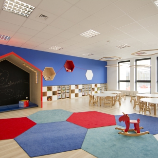 PRZEDSZKOLE MEGA MOCNI w Gdańsku, sala dydaktyczna "Szaleni naukowcy"