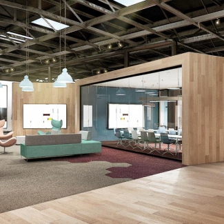 Aranżacja biura w budynku hali produkcyjnej