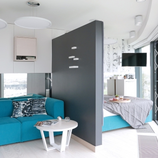 Salon z aneksem sypialnianym