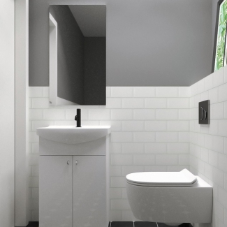 Toaleta w bielach i szarościach