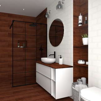 Biel i drewno na poddaszu