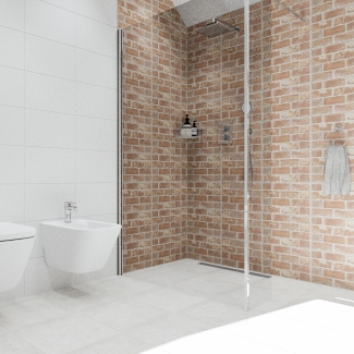 Łazienka z czerwoną cegłą