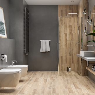 Projekt łazienki w drewnie