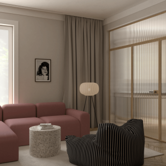 Mieszkanie z przeszkleniami flutes