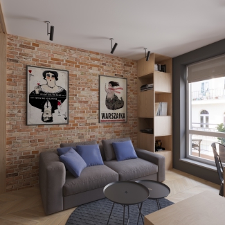 Projekt salonu w kawalerce