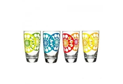 Wysokie szklanki w kolorowe wzorki, 4 sztuki