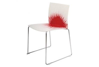 Krzesło Slim Slitta białe z czerwoną plamą