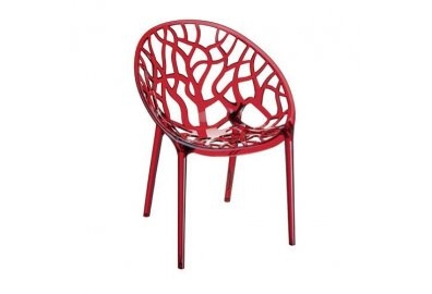 Krzesło Crystal czerwone - przezroczyste