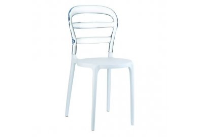 Krzesło Miss Bibi biało-przezroczyste