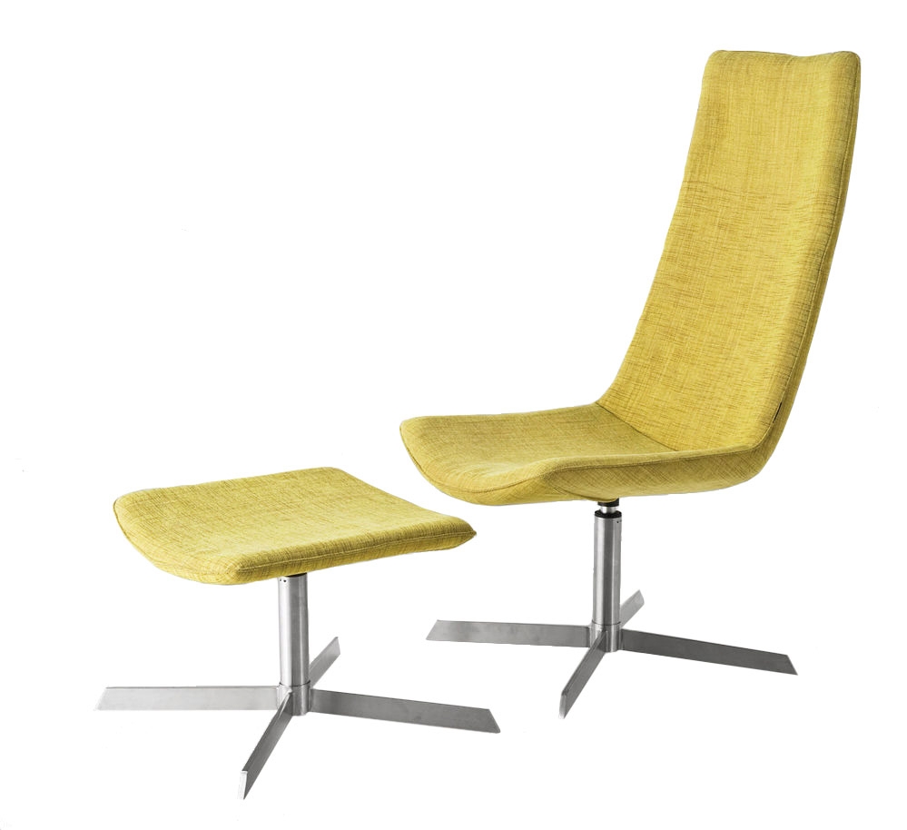 Fotel Swivel + podnóżek (żółty)