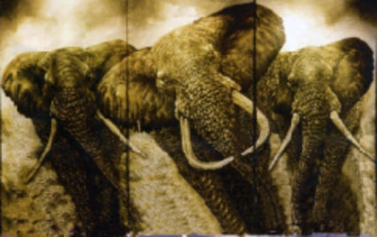 Obraz olejny Elefant Family 100x200