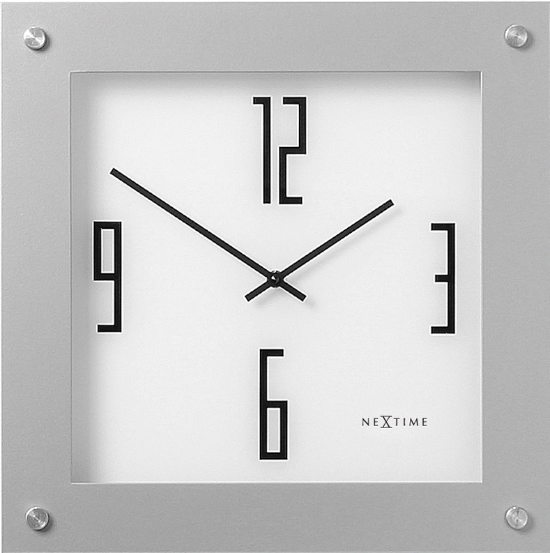 Zegar ścienny Steel square B1009030 biały NeXtime